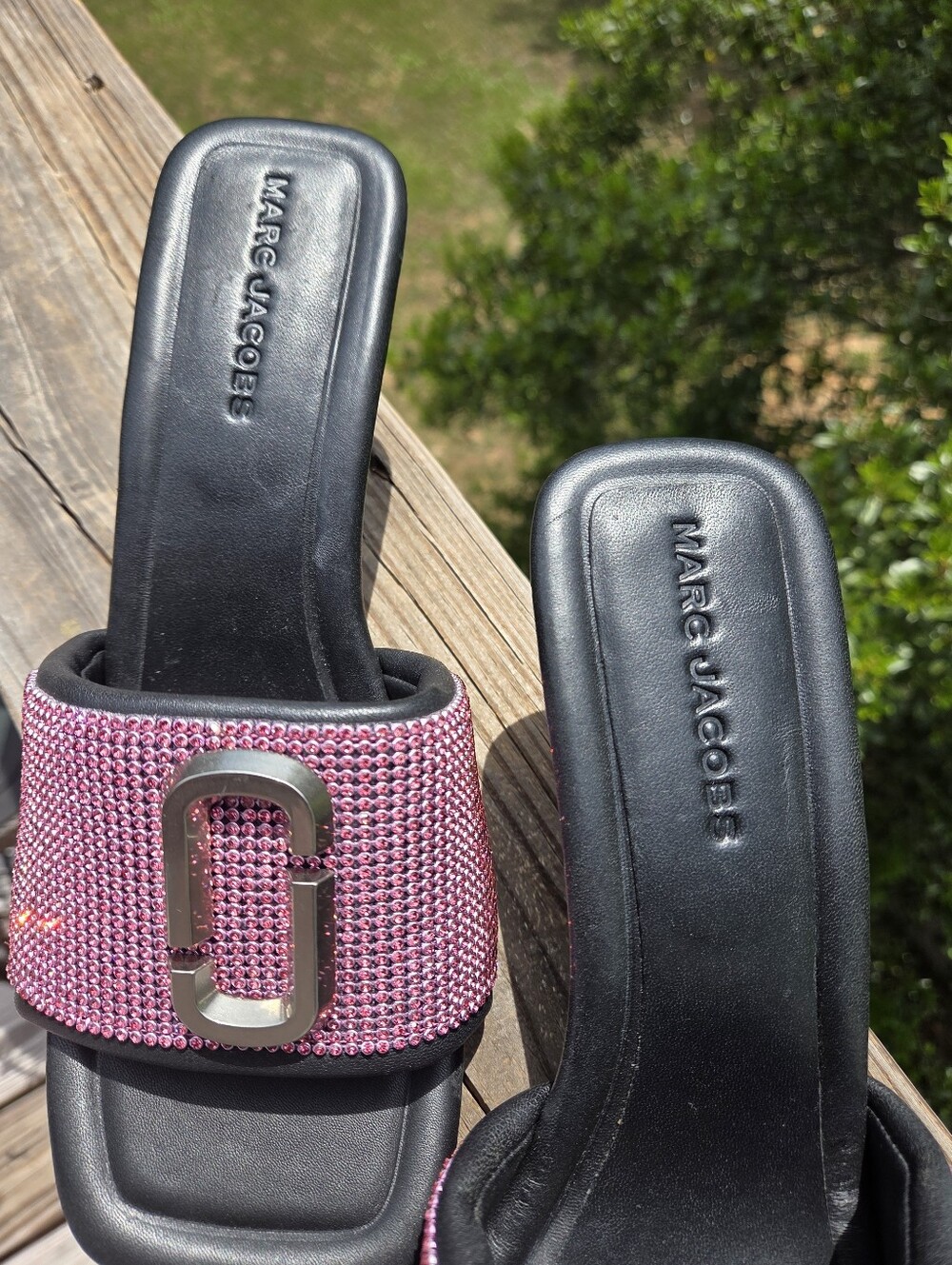EUC Marc Jacobs Pink Crystal-Embellished Slide Heels - Picture 2 of 7